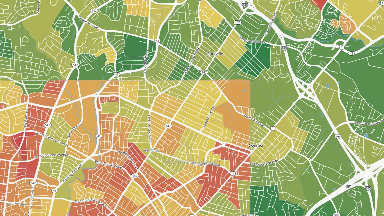North Harford Road, Baltimore, MD Map of Arson Rates