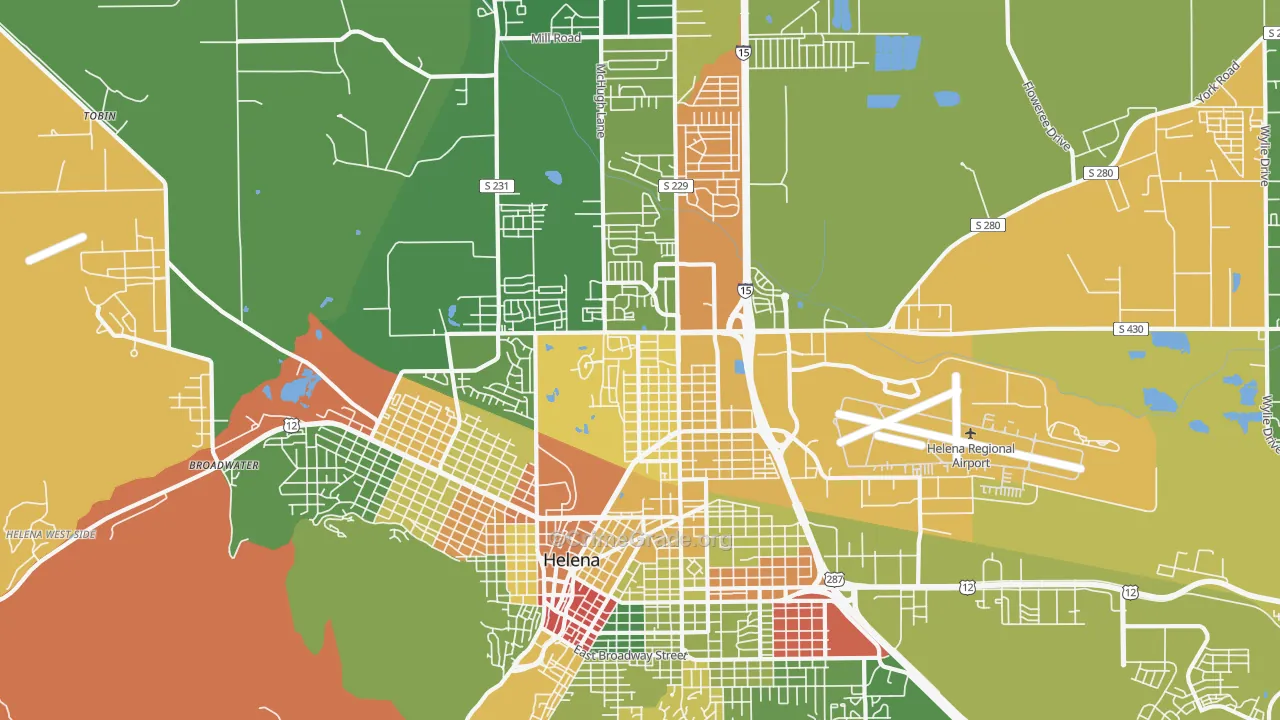 North, Helena, MT Map of Arson Rates