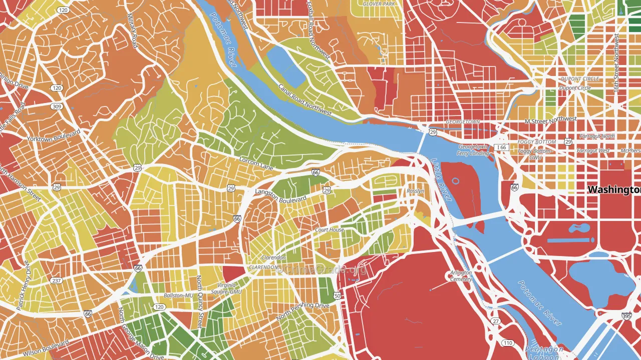 North Highland, Arlington, VA Map of Arson Rates