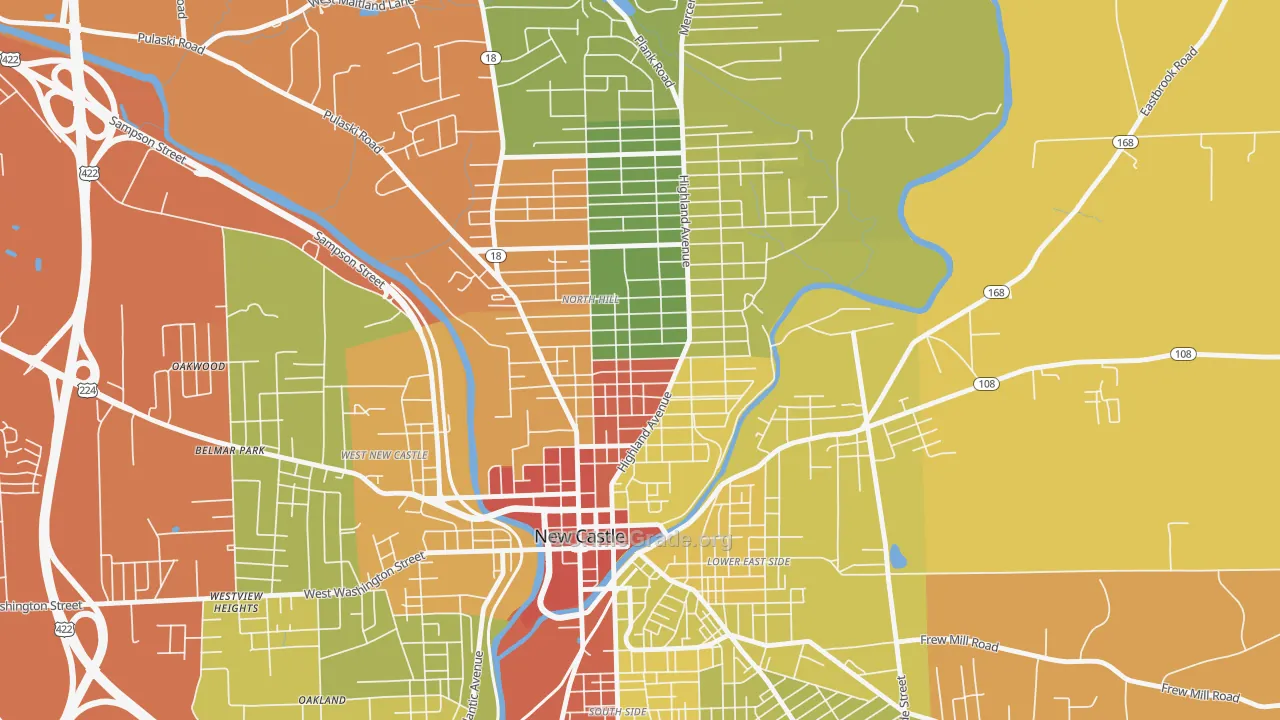 North Hill Historic District, New Castle, PA Map of Arson Rates