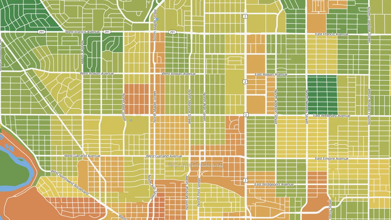 North Hill, Spokane, WA Map of Arson Rates