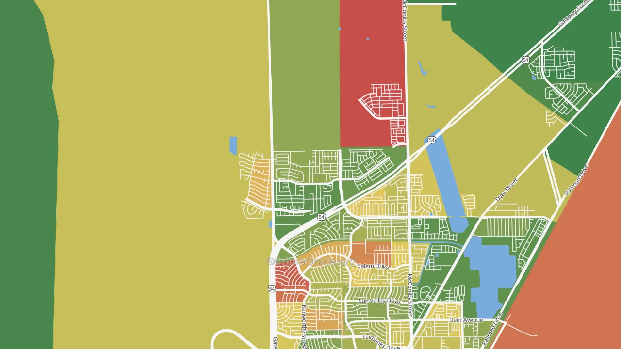 North Hills, El Paso, TX Map of Arson Rates