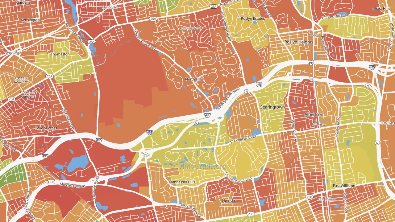 North Hills, NY Map of Arson Rates