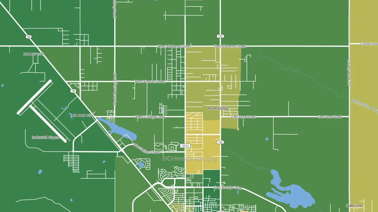 North Hobbs, NM Map of Arson Rates