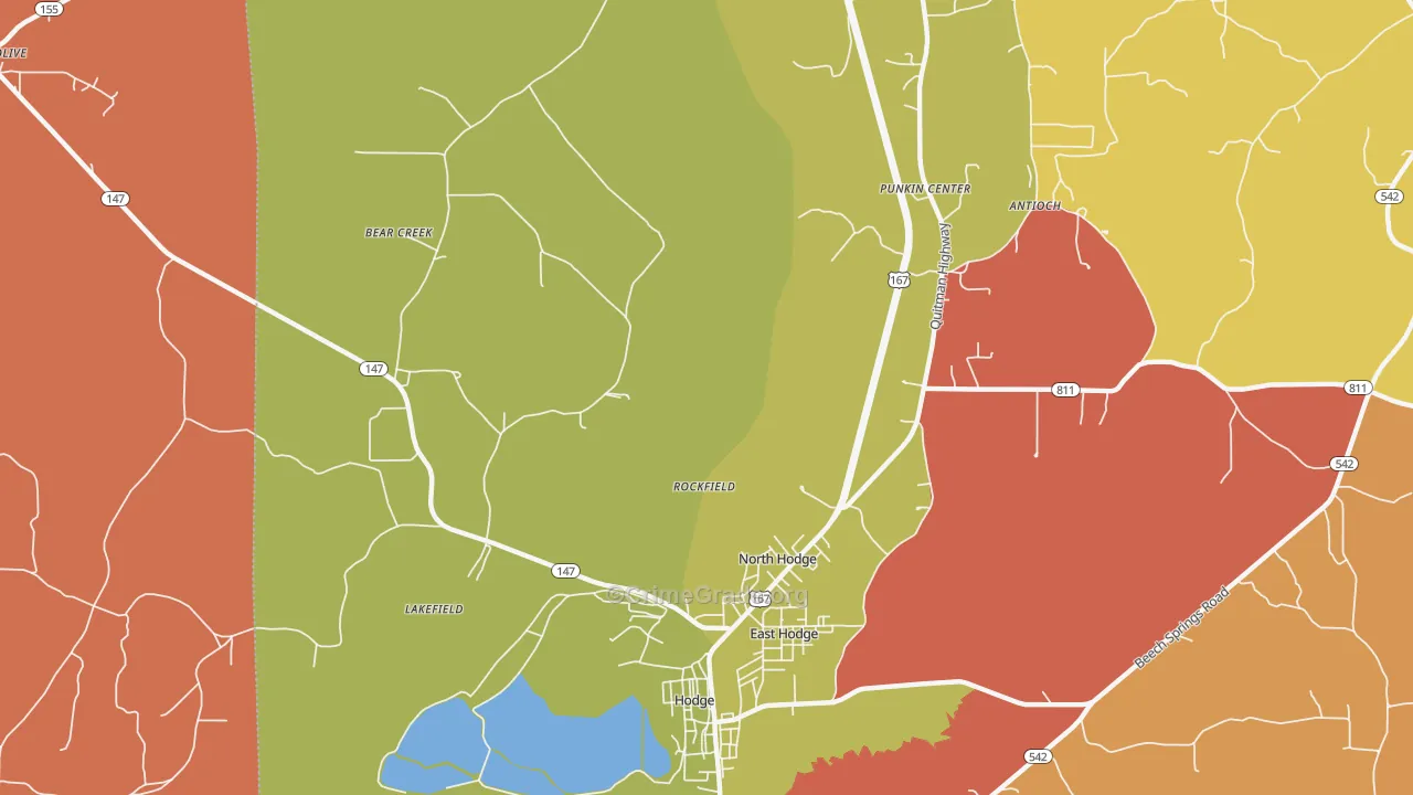 North Hodge, LA Map of Arson Rates