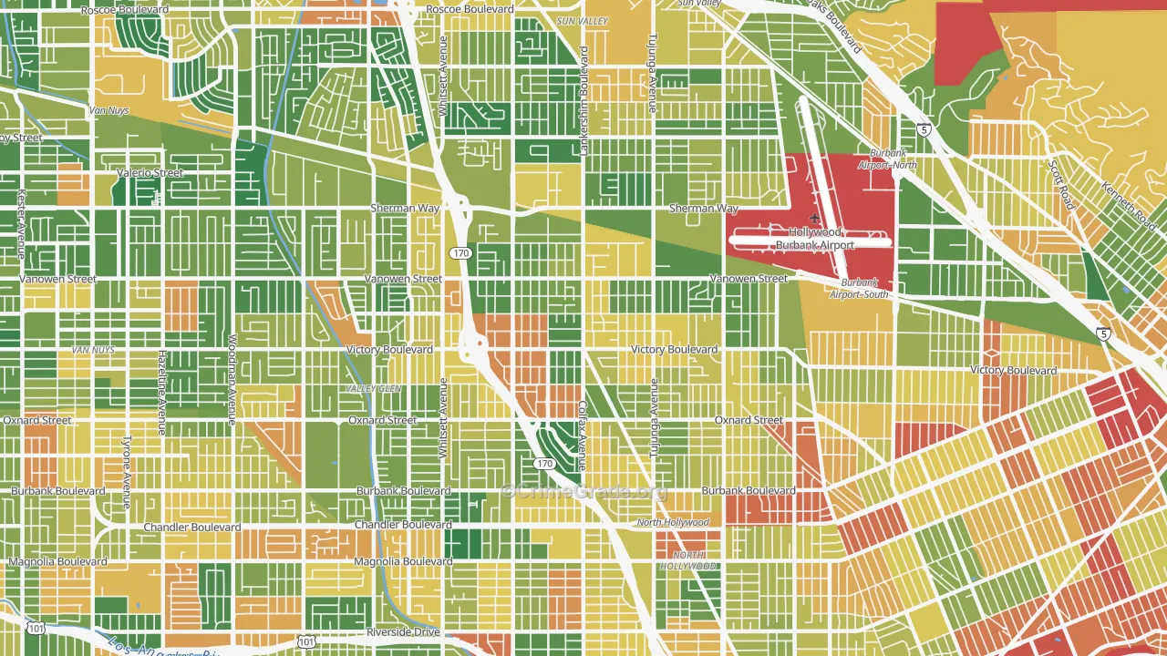 North Hollywood, CA Map of Arson Rates