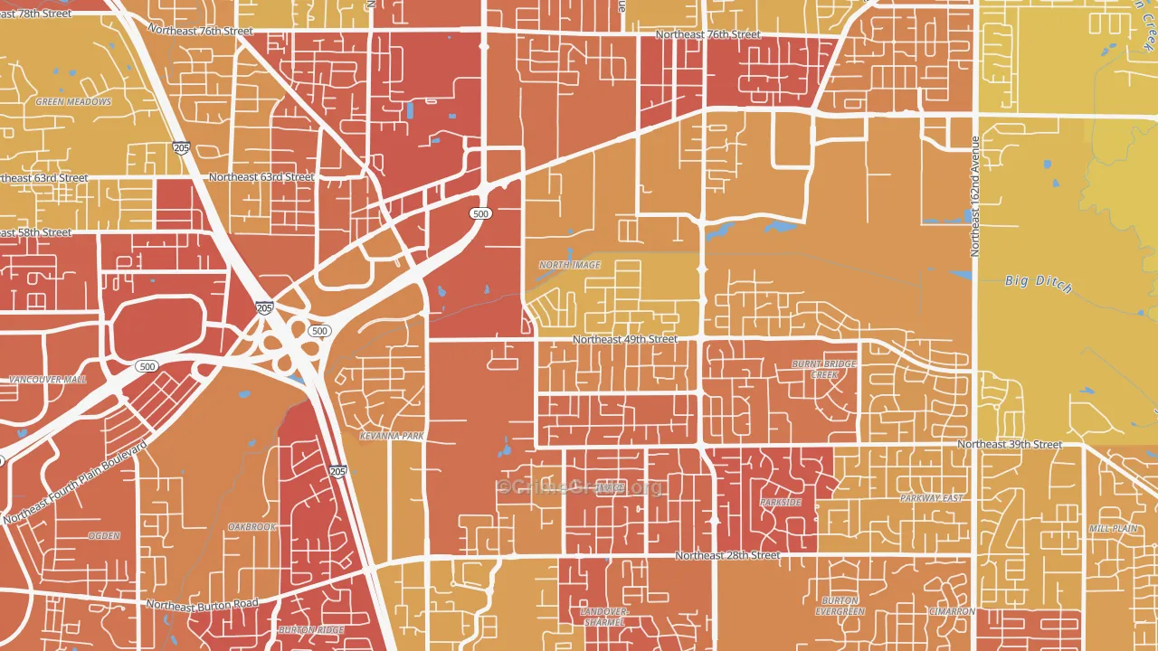 North Image, Vancouver, WA Map of Arson Rates