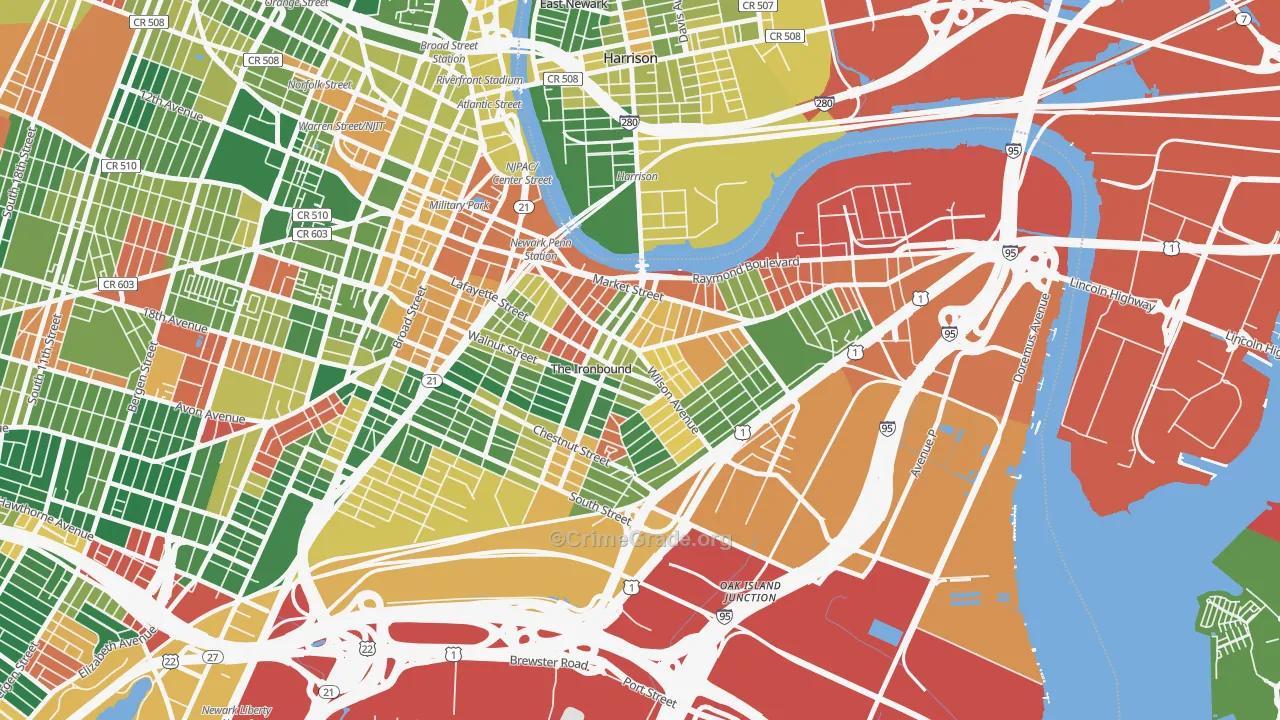 North Ironbound, Newark, NJ Map of Arson Rates