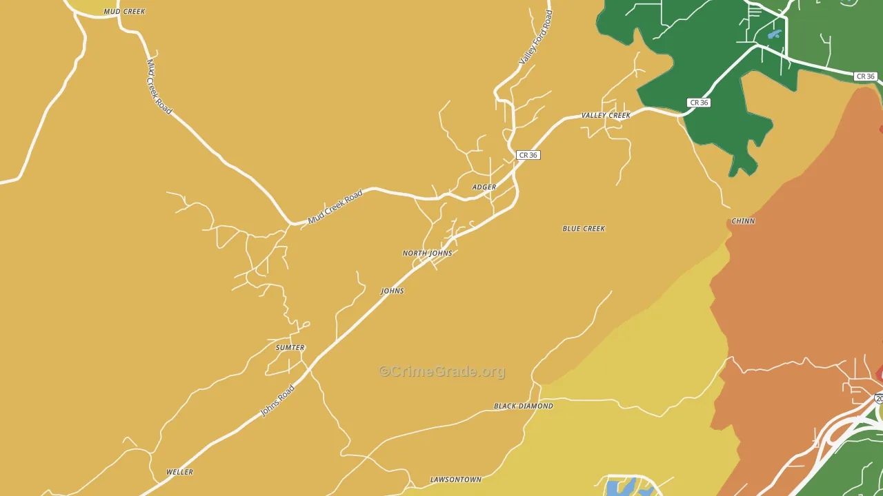 North Johns, AL Map of Arson Rates