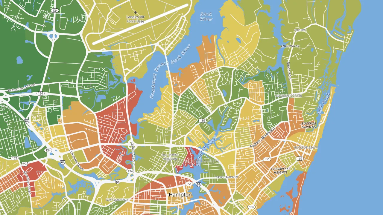 North King St, Hampton, VA Map of Arson Rates