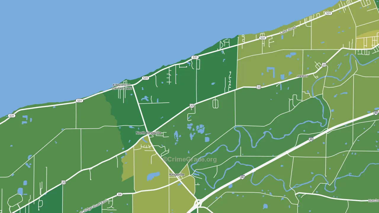 North Kingsville, OH Map of Arson Rates