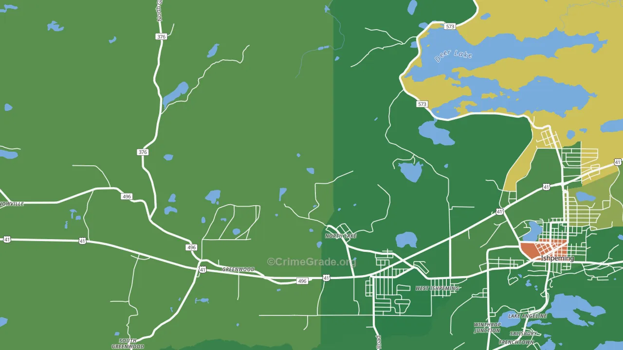North Lake, MI Map of Arson Rates