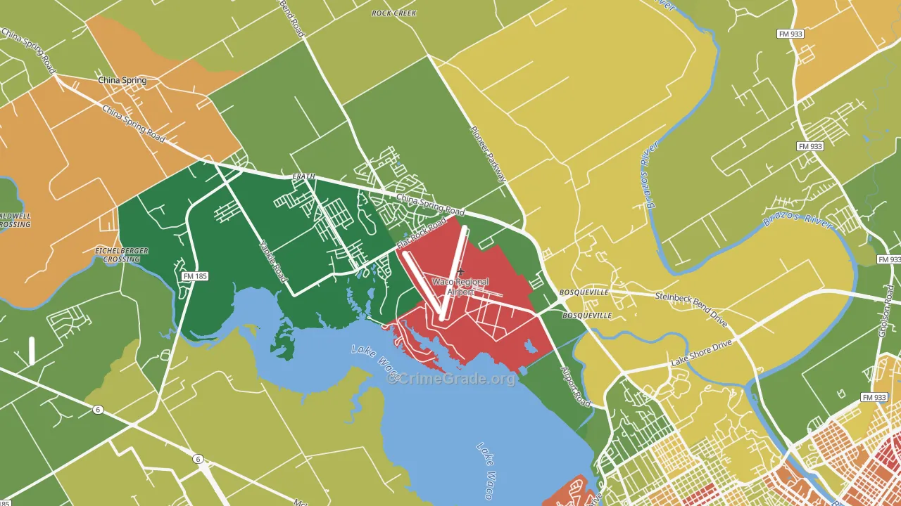 North Lake Waco, Waco, TX Map of Arson Rates