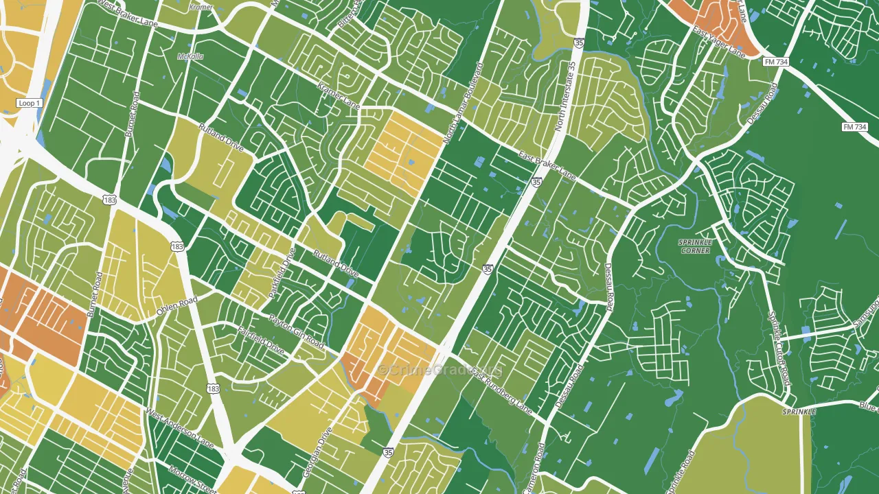 North Lamar, Austin, TX Map of Arson Rates