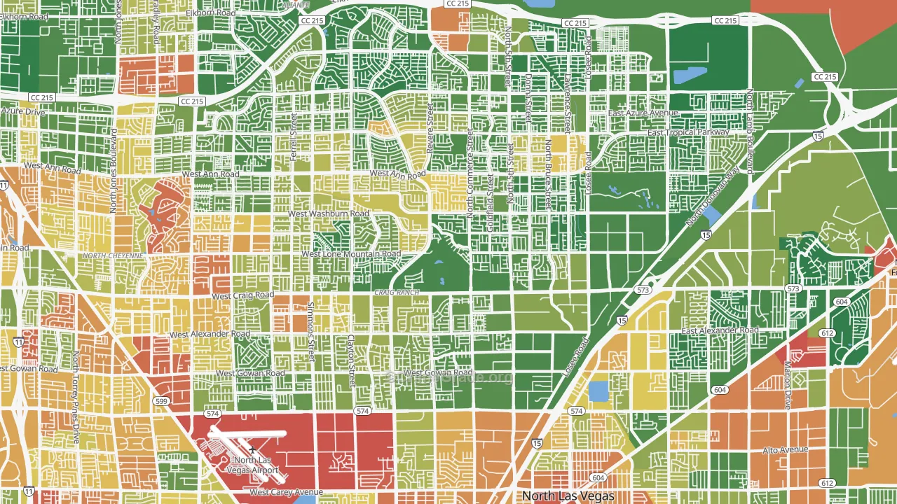 North Last Vegas, North Las Vegas, NV Map of Arson Rates
