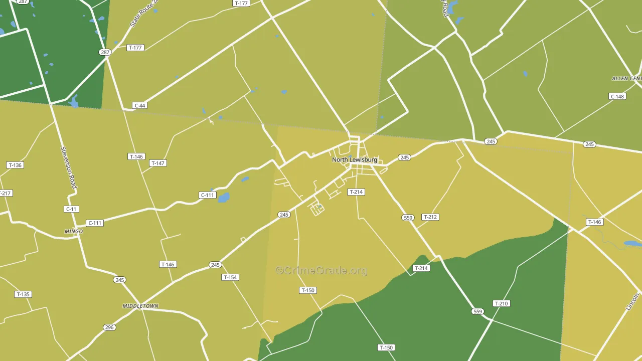 North Lewisburg, OH Map of Arson Rates