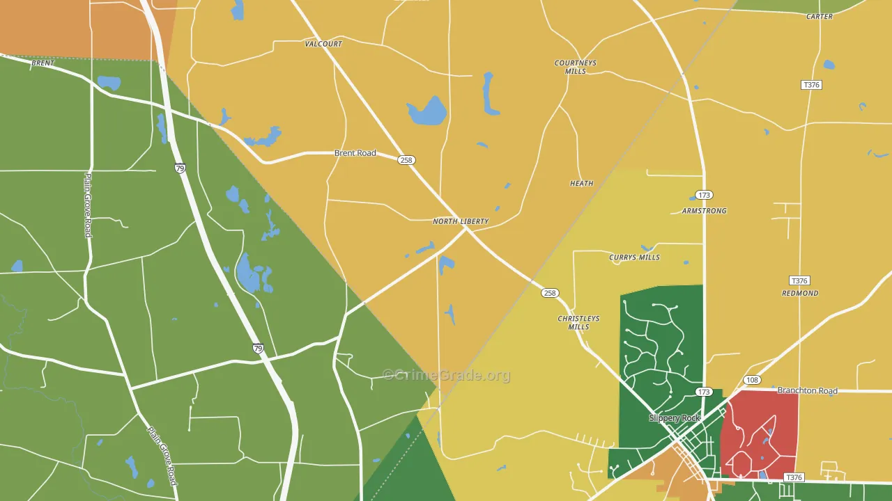 North Liberty, PA Map of Arson Rates