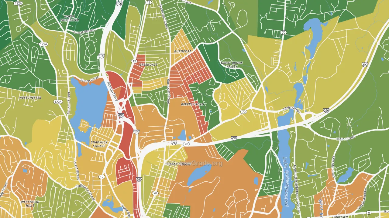 North Lincoln Street, Worcester, MA Map of Arson Rates
