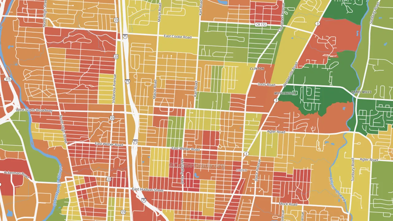 North Linden, Columbus, OH Map of Arson Rates