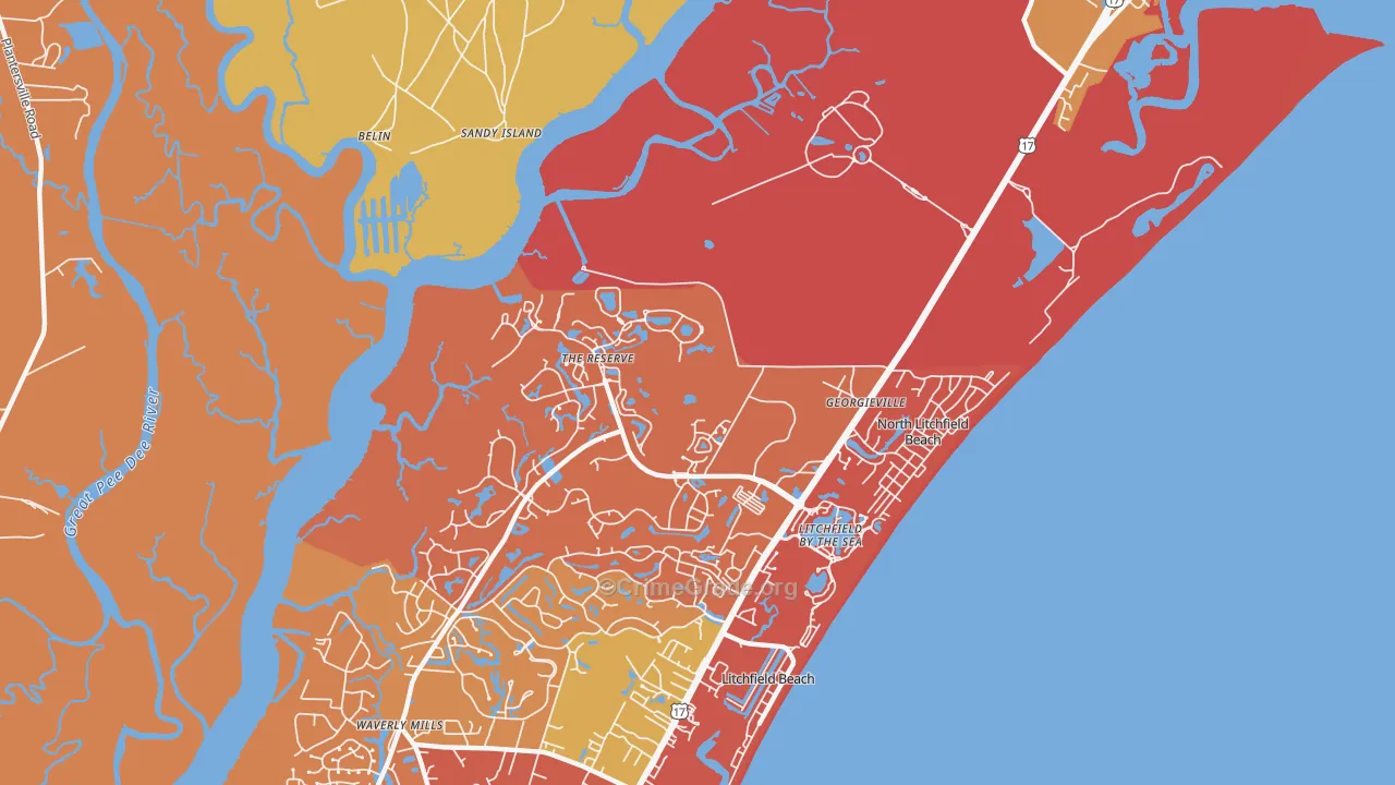 North Litchfield Beach, SC Map of Arson Rates