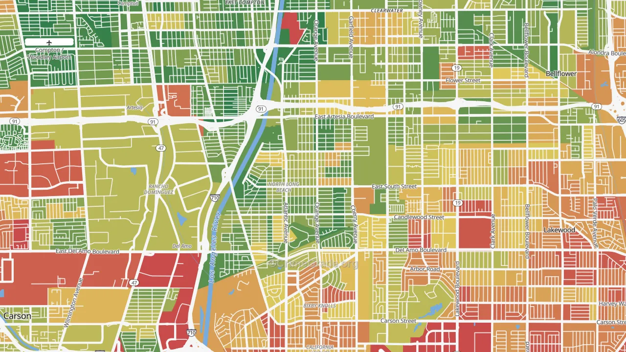North Long Beach, Long Beach, CA Map of Arson Rates