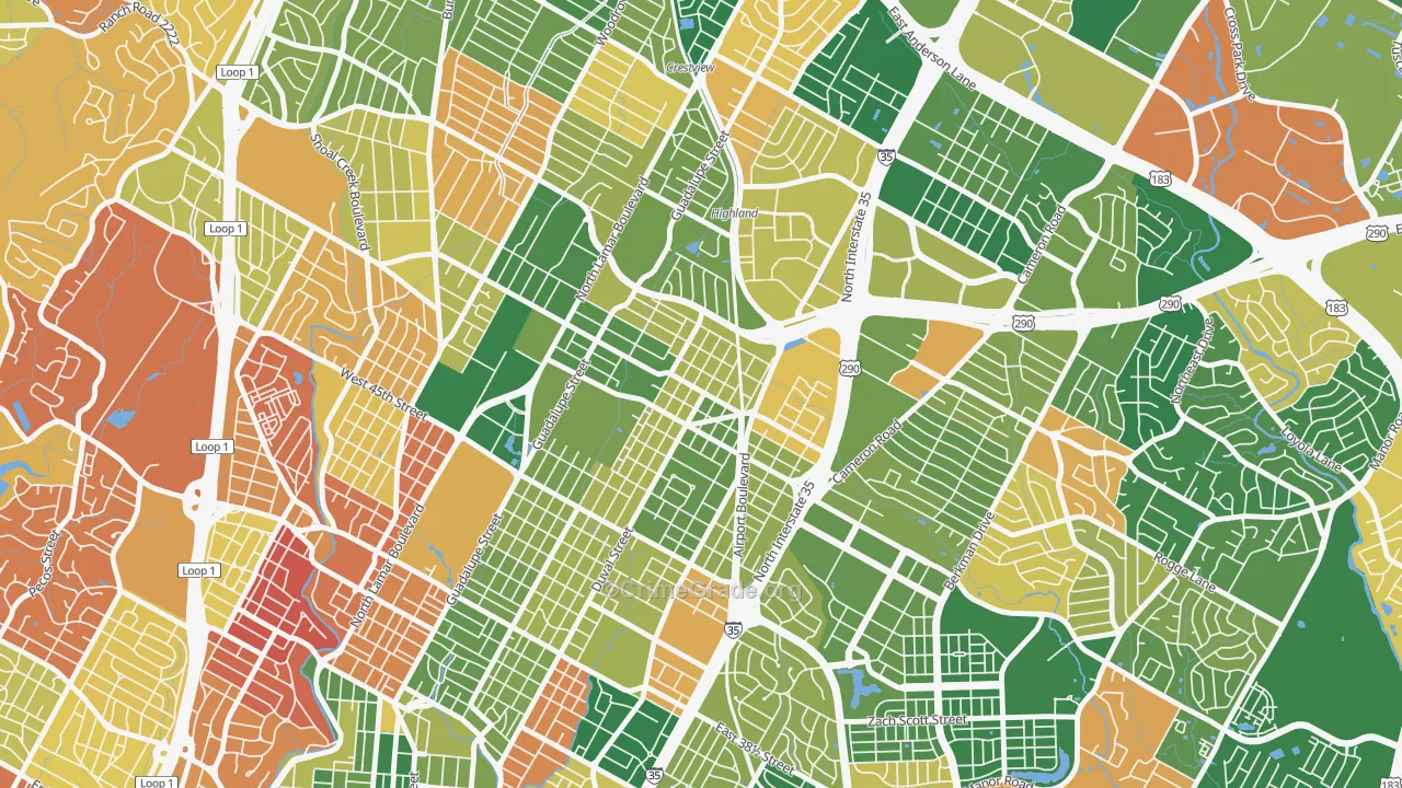 North Loop, Austin, TX Map of Arson Rates