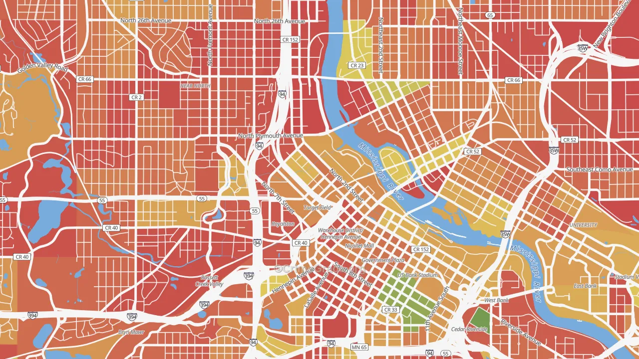 North Loop, Minneapolis, MN Map of Arson Rates