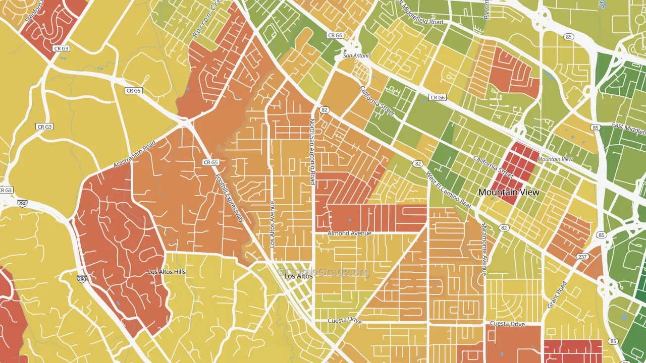 North Los Altos, Los Altos, CA Map of Arson Rates