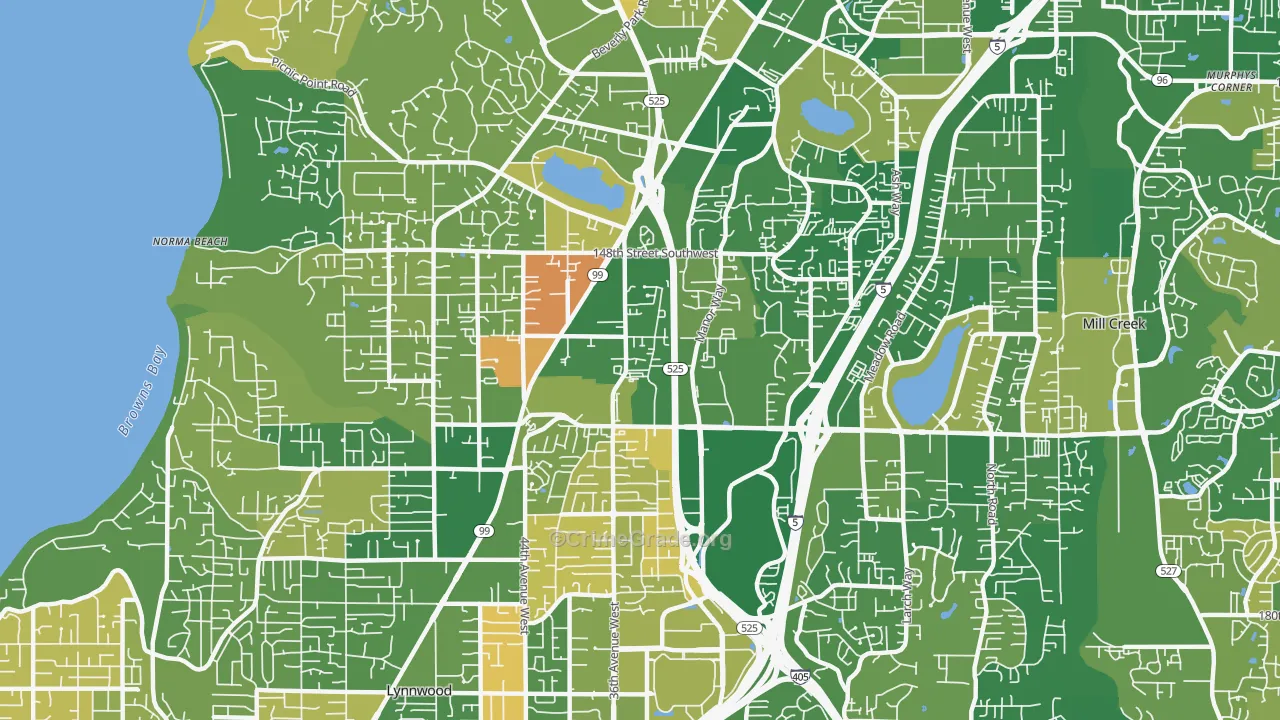 North Lynnwood, WA Map of Arson Rates