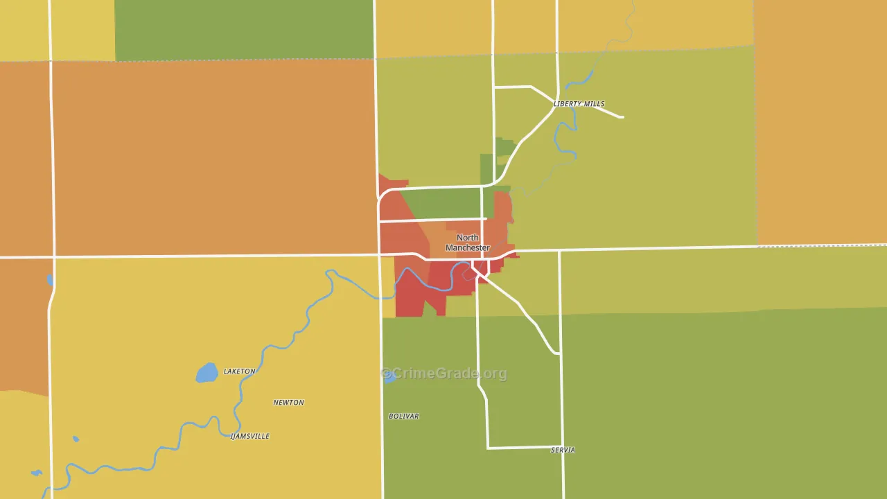 North Manchester, IN Map of Arson Rates
