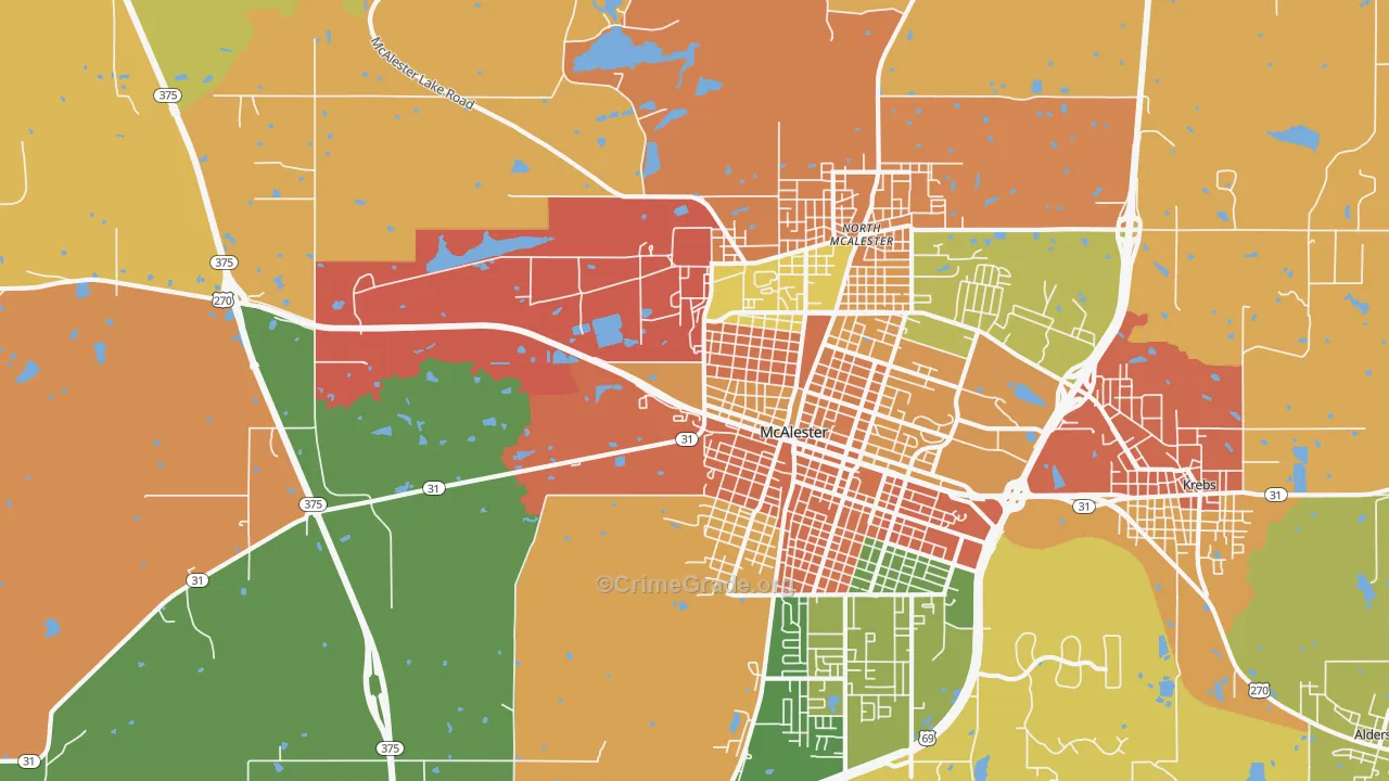North McAlester, OK Map of Arson Rates