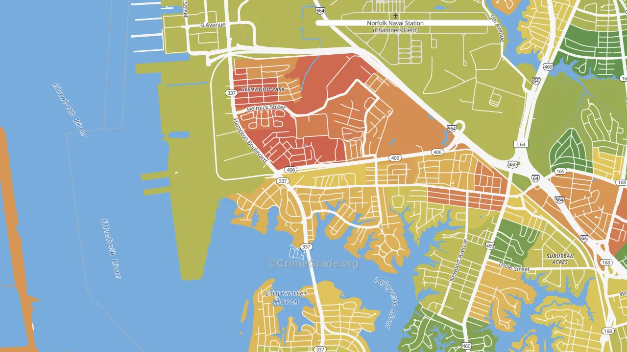 North Meadow Brook, Norfolk, VA Map of Arson Rates