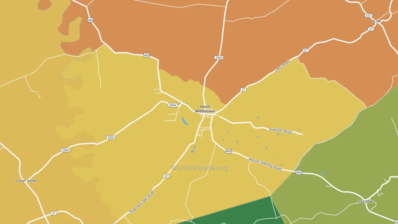 North Middletown, KY Map of Arson Rates