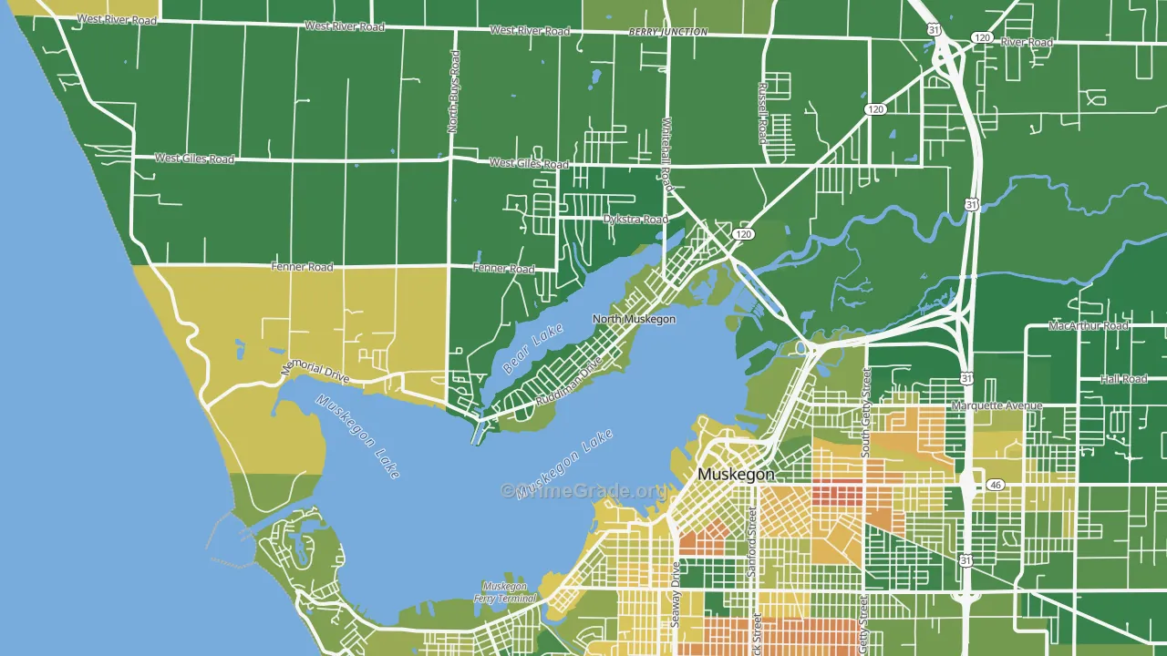 North Muskegon, MI Map of Arson Rates