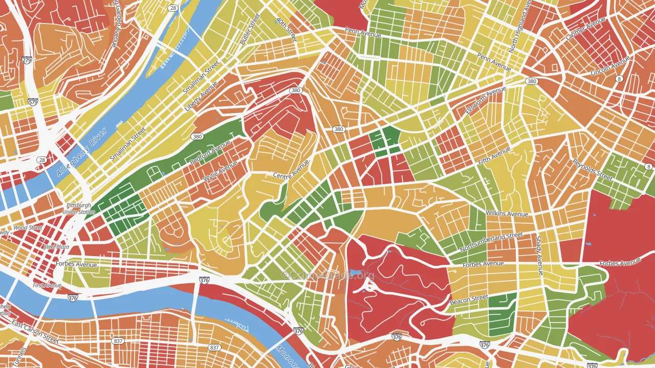 North Oakland, Pittsburgh, PA Map of Arson Rates