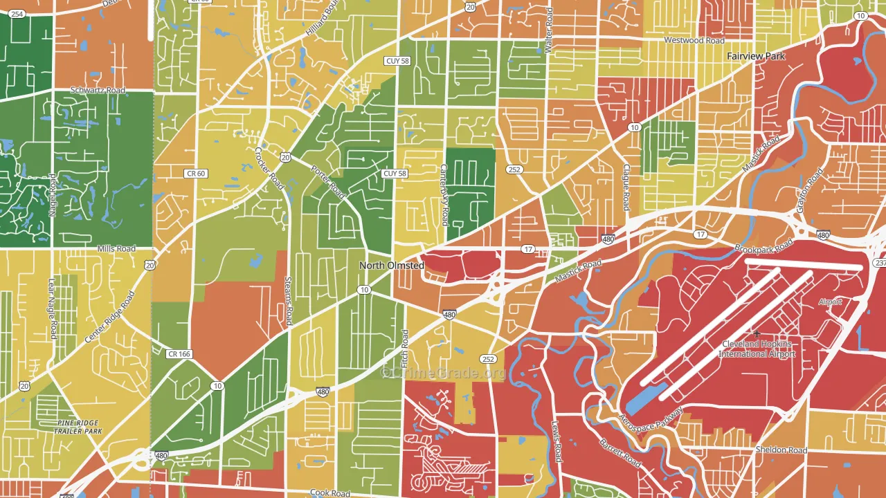 North Olmsted, OH Map of Arson Rates