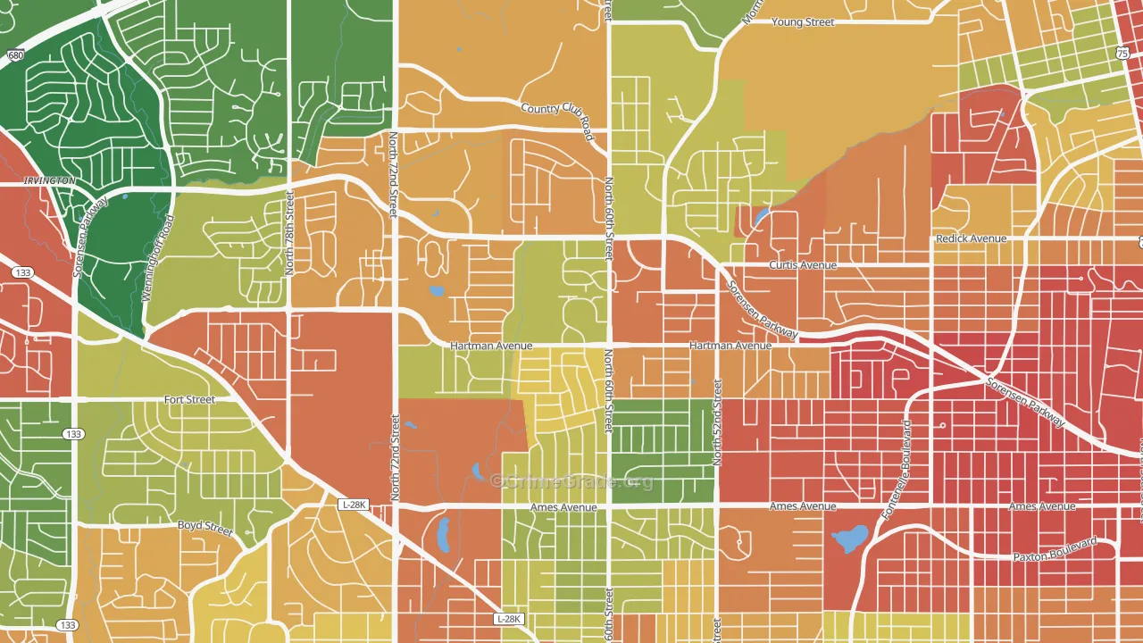 North Omaha, Omaha, NE Map of Arson Rates