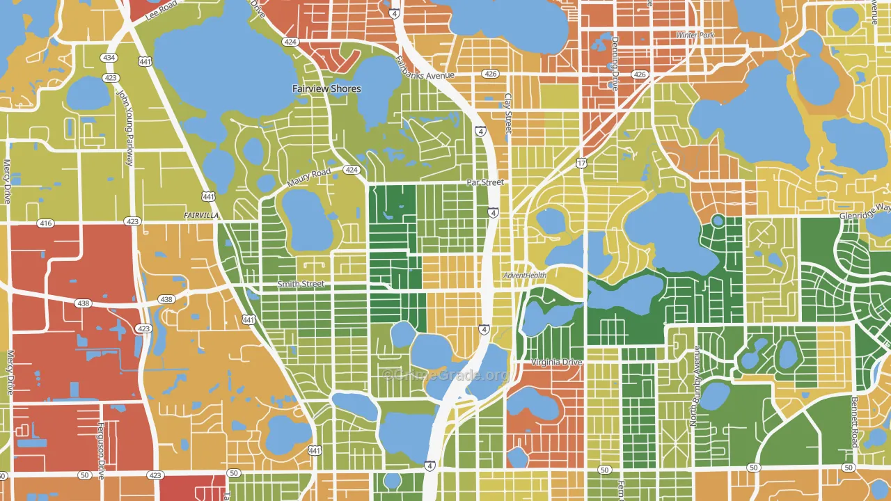 North Orange, Orlando, FL Map of Arson Rates