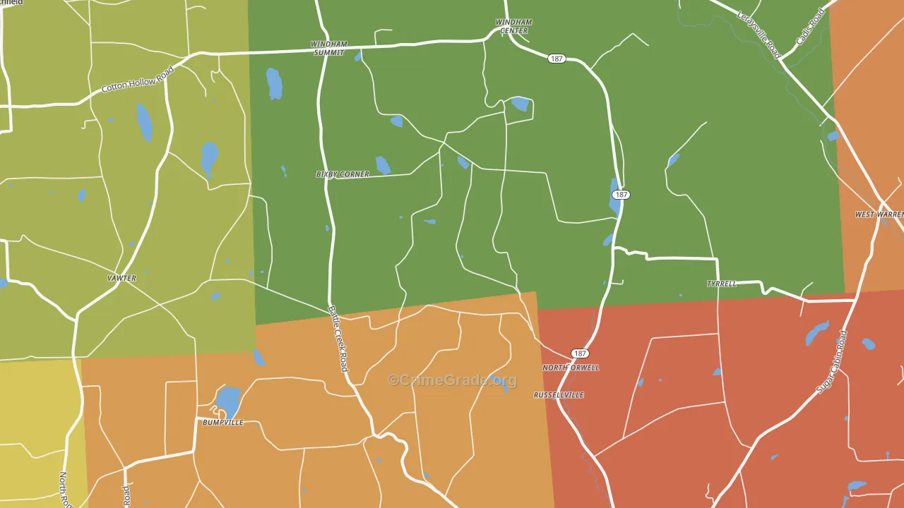 North Orwell, PA Map of Arson Rates