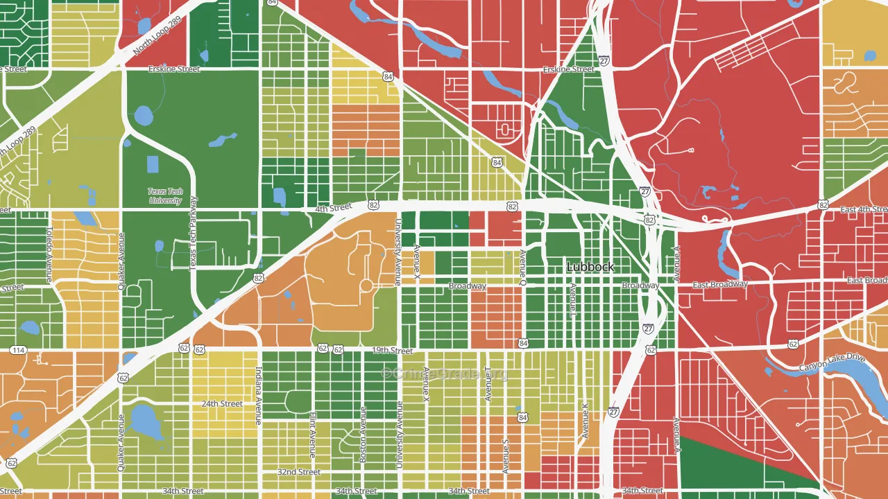 North Overton, Lubbock, TX Map of Arson Rates