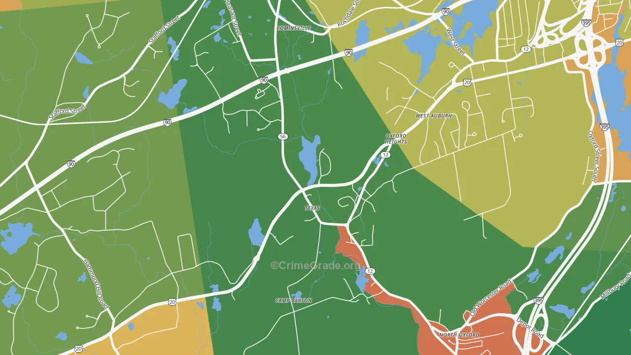 North Oxford, MA Map of Arson Rates