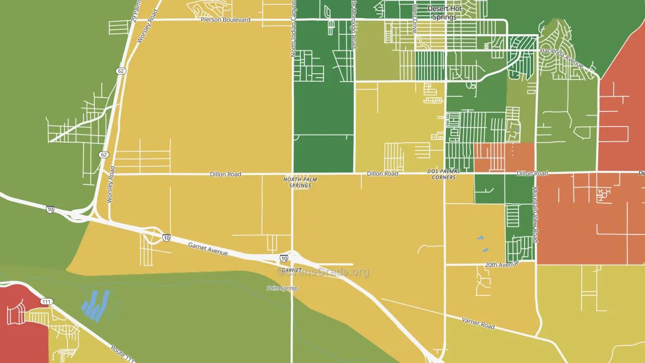 North Palm Springs, CA Map of Arson Rates