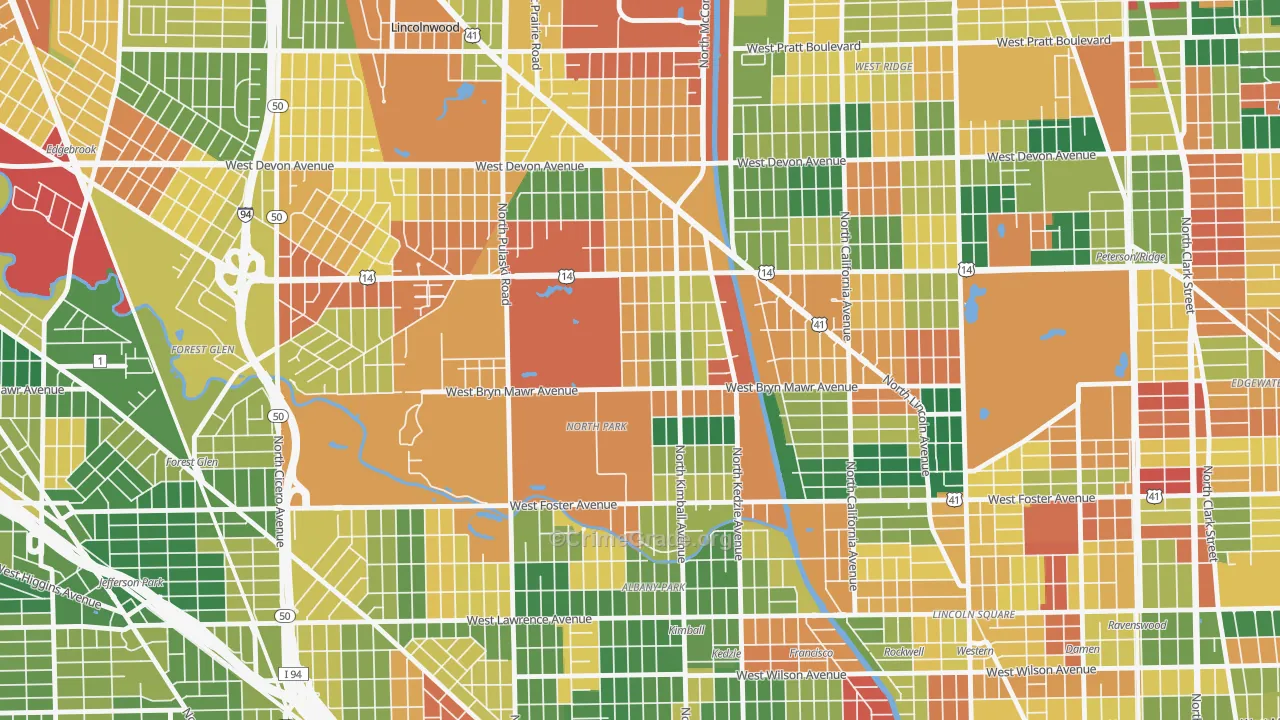 North Park, Chicago, IL Map of Arson Rates