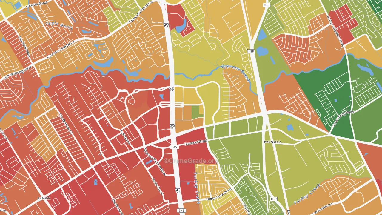 North Park Forest, Houston, TX Map of Arson Rates