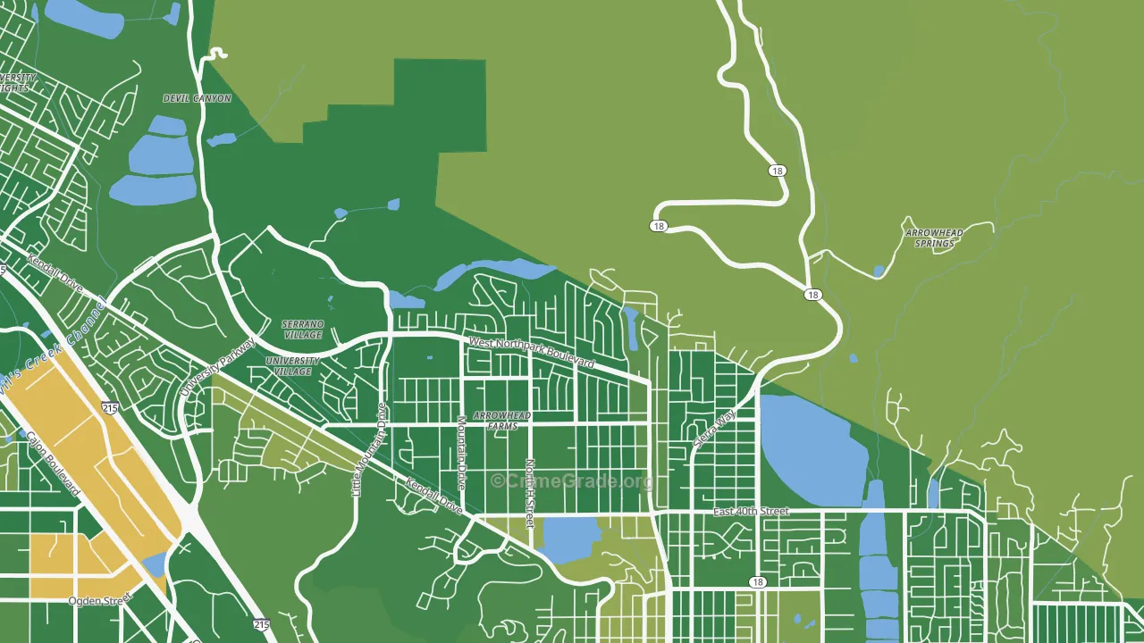 North Park Riverside, San Bernardino, CA Map of Arson Rates