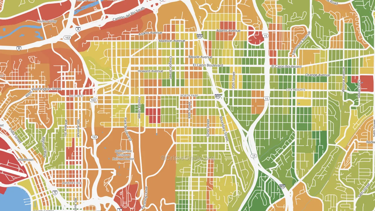 North Park San Diego, San Diego, CA Map of Arson Rates