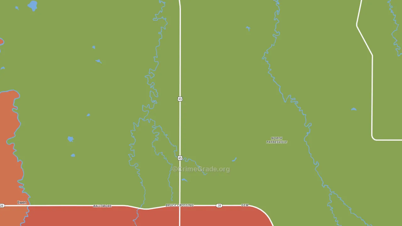 North Paynesville, MI Map of Arson Rates