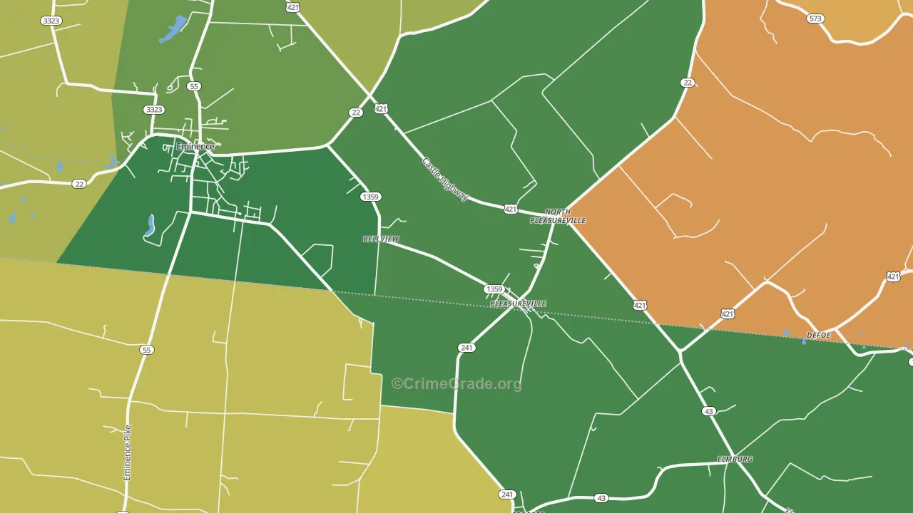 North Pleasureville, KY Map of Arson Rates