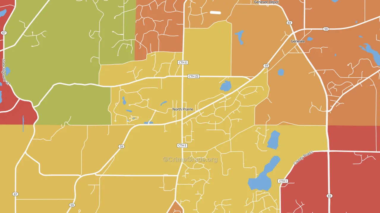 North Prairie, WI Map of Arson Rates