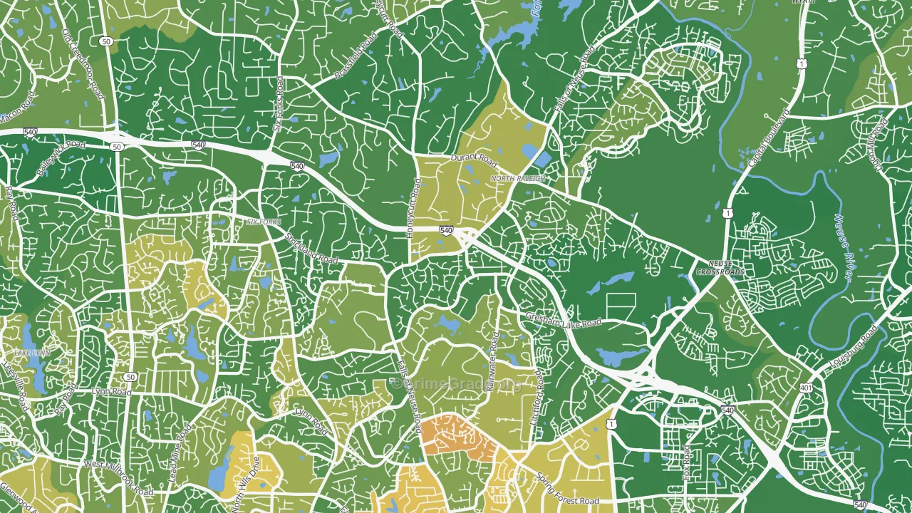 North, Raleigh, NC Map of Arson Rates